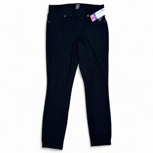 June & Daisy Black Denim Capri Leggings Stretch Back Pockets Womens Size S NWT